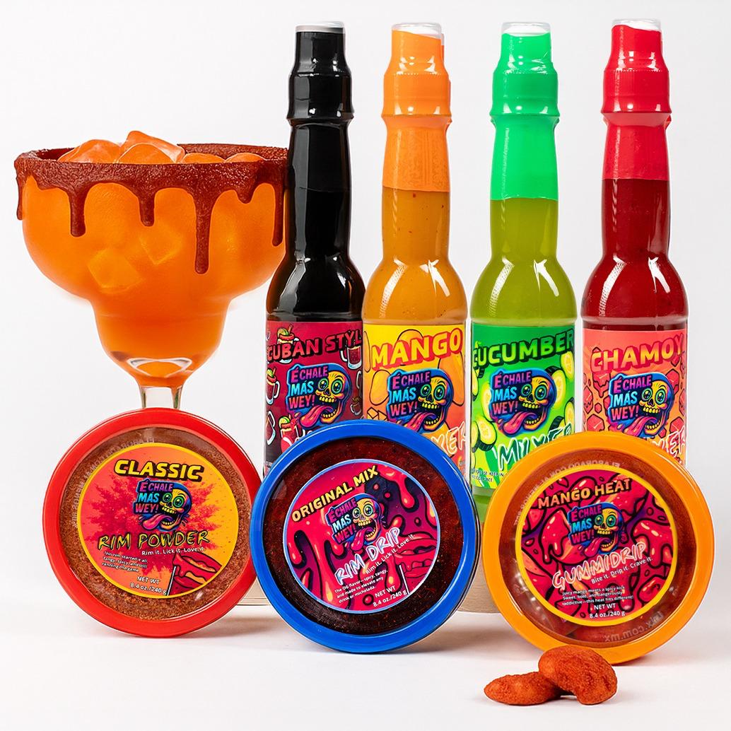 Mixers Set ECHALE MÁS WEY - Spicy Rim & Mixer Set - Cuban Style, Mango, Cucumber & More